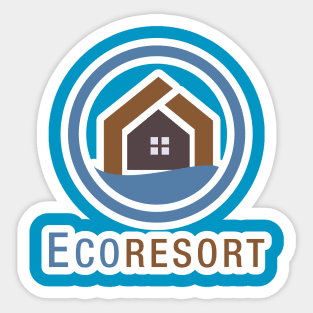 Abstract Wave and House Home Sticker logo design. Creative Modern Beach property sticker design icon. Sticker